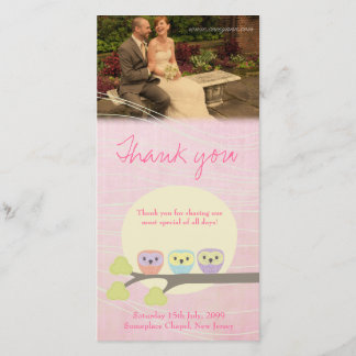 Niedliche Owls Hochzeit danke Ihnen Foto-Karte