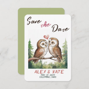 Niedliche Owls Hochzeit Sichern Sie den Termin Ank Save The Date