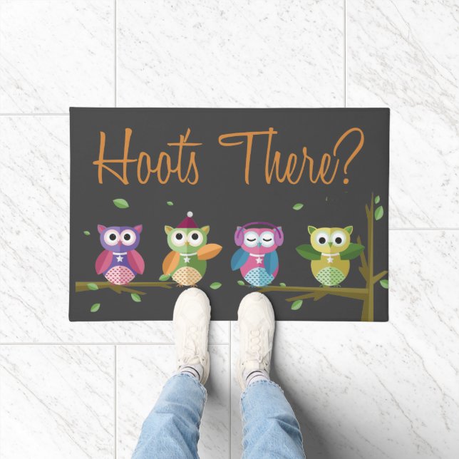 Niedliche Owls Hoot's There Fall Fun Willkommen Fußmatte (Indoor)