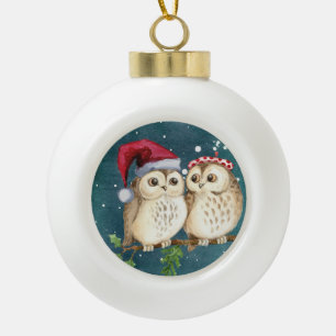 Niedliche Owls Keramik Kugel-Ornament