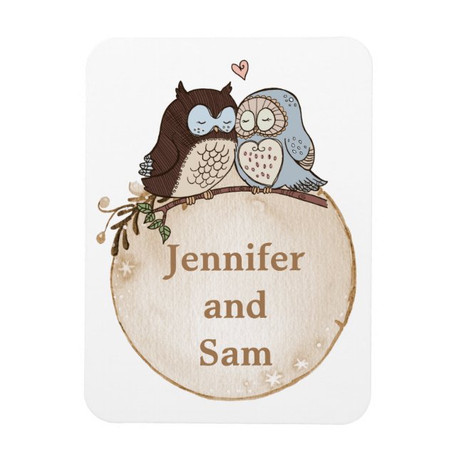 Niedliche Owls Personalisierte Hochzeitsmagnete Magnet (Vertikal)