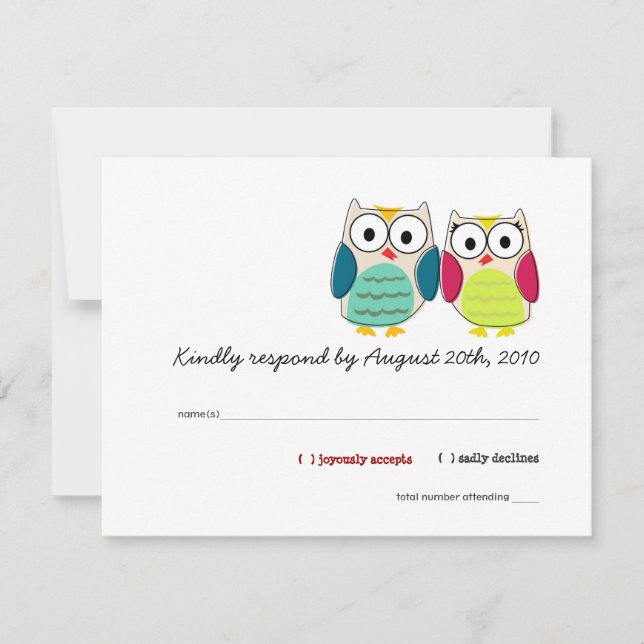 Niedliche Owls RSVP-Karten RSVP Karte (Vorderseite)
