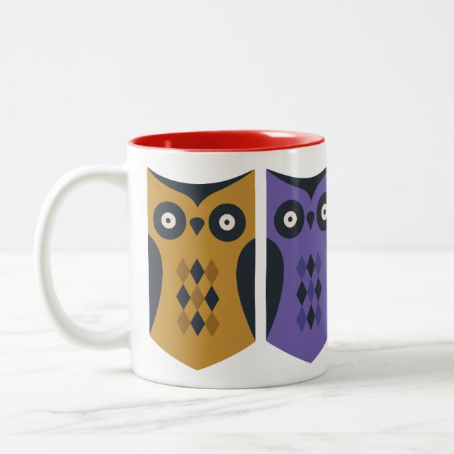 Niedliche Owls Varieté Zweifarbige Tasse (Links)