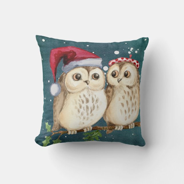 Niedliche Owls Weihnachtsbaum PIllow Holiday Dekor Kissen (Vorderseite)