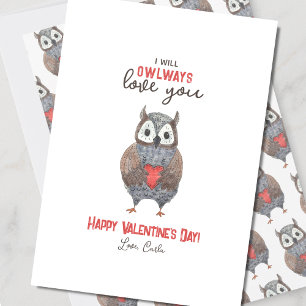 Niedliche Owlways Liebe Ihr Valentinstag Feiertagskarte