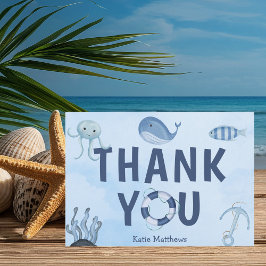 Niedliche Ozeantiere Küstenstreifen Kinderdusche Dankeskarte