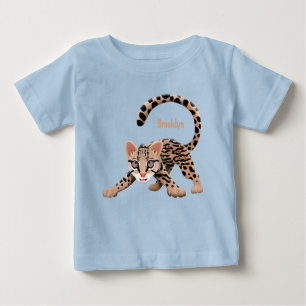 Niedliche Ozelot-Cartoon-Abbildung Baby T-shirt
