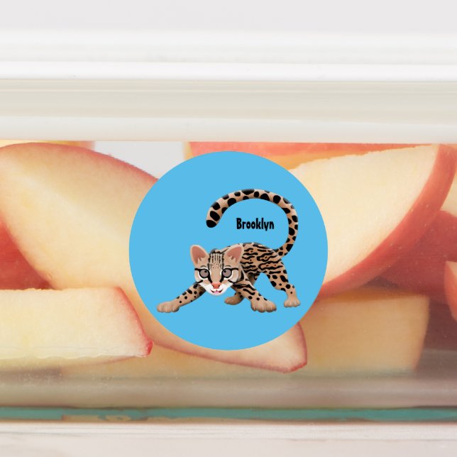 Niedliche Ozelot-Cartoon-Abbildung Etiketten (Befestigt)