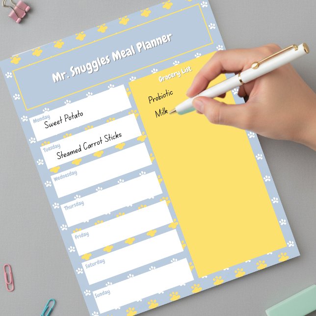 Niedliche Paarbildung | Speisekarte Notizblock (Cute Paw Print _ Meal Planner  Notepad )