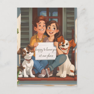 Niedliche Paare und Welpen Postkarte