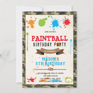 Niedliche Painball-Armee-Party Einladung