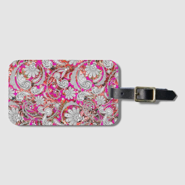 Niedliche Paisley-Muster Gepäckanhänger (Vorderseite (Horizontal))