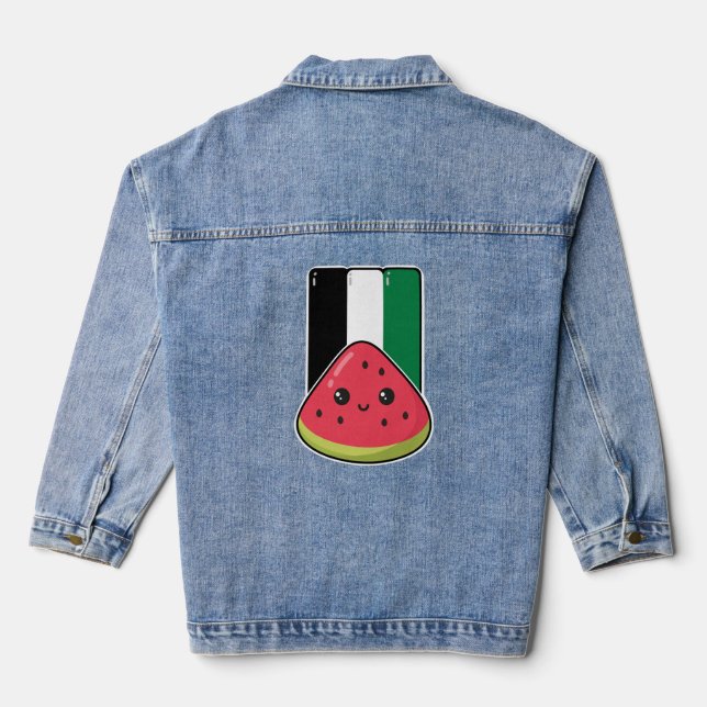Niedliche Palästinafahne mit wassermelonfreiem Pal Jeansjacke (Rückseite)