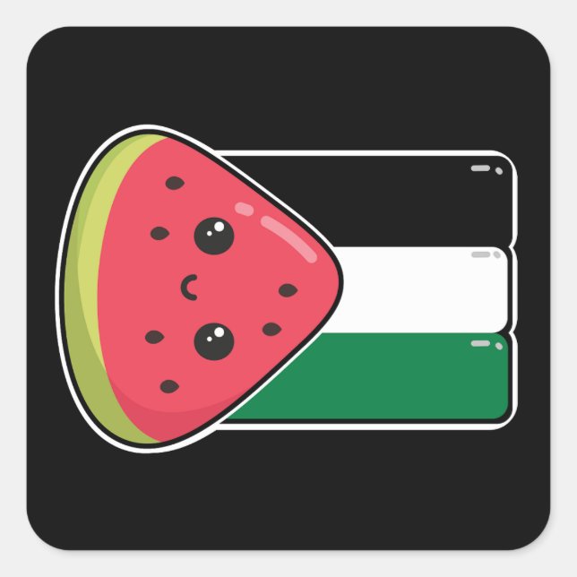 Niedliche Palästinafahne mit wassermelonfreiem Pal Quadratischer Aufkleber (Vorderseite)