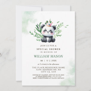 Niedliche Panda Baby Boy Dusche Aquarell Einladung