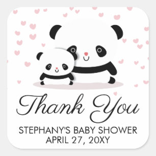 Niedliche Panda Baby Dusche Danke Stickers