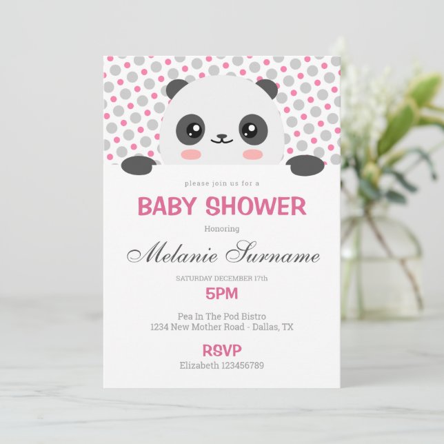 Niedliche Panda Baby Dusche Einladung (Stehend Vorderseite)