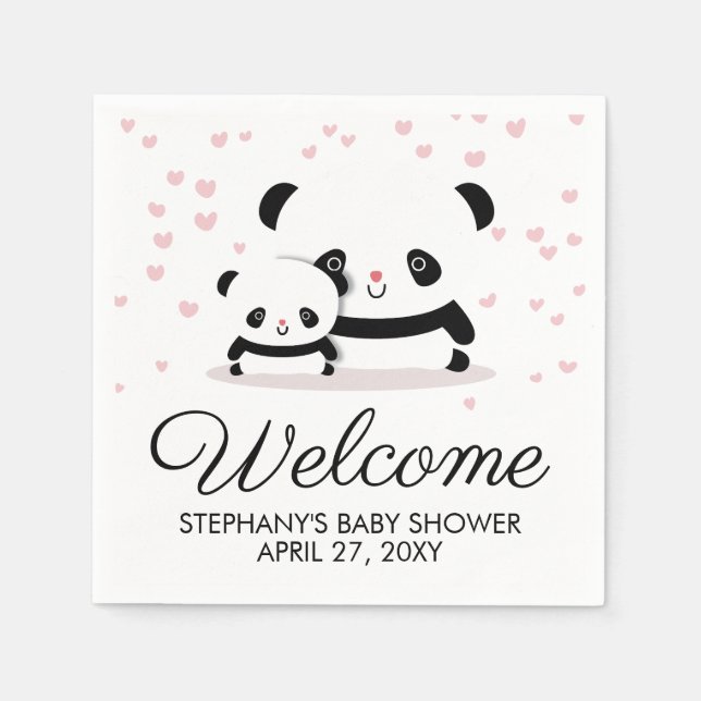 Niedliche Panda Baby Dusche Willkommen Napkins Serviette (Vorderseite)