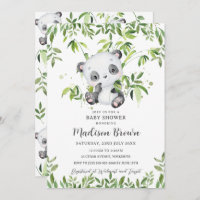 Niedliche Panda Bamboo Greenery Baby Dusche