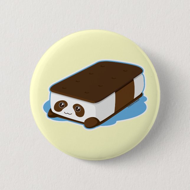 Niedliche Panda-Bar-Eiscreme Button (Vorderseite)