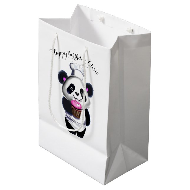 Niedliche Panda Bär-Geschenktasche Mittlere Geschenktüte (Vorderseite Schrägansicht)