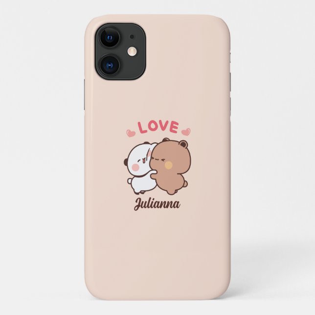 Niedliche Panda Bären Liebe, Personalisierter Mädc Case-Mate iPhone Hülle (Rückseite)