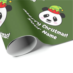 Niedliche Panda Bärenelf personalisierte Weihnacht Geschenkpapier