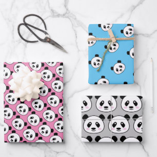 Niedliche Panda-Bärenmuster-Umhüllung von Papierbl Geschenkpapier Set