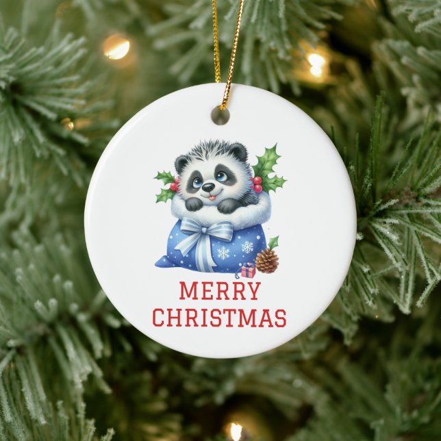 Niedliche Panda Bear Cub Weihnachten Keramik Ornament (Baum)