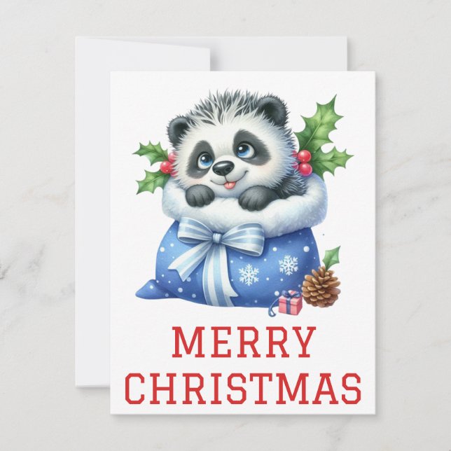 Niedliche Panda Bear Cub Weihnachtskarte Feiertagskarte (Vorderseite)