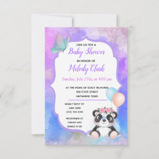 Niedliche Panda Bear Watercolor Kinderdusche Einla Karte