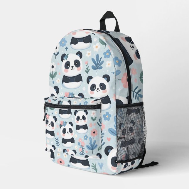 Niedliche Panda Bears Bedruckter Rucksack (Rückseitige Ecke Rechts)