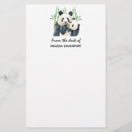 Niedliche Panda Bears Cuddling Watercolor Briefpapier