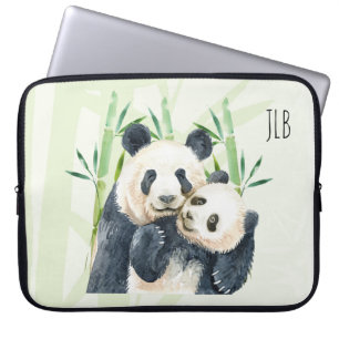 Niedliche Panda Bears Cuddling Watercolor Laptopschutzhülle