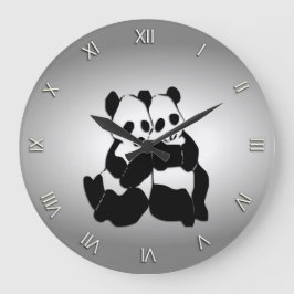 Niedliche Panda Bears Große Wanduhr