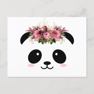 Niedliche Panda-Blumenkrone Postkarte