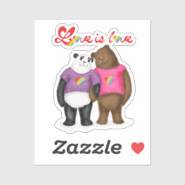 Niedliche Panda & Braunbär Liebe ist Liebe Vinyl A Aufkleber