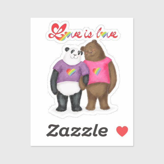 Niedliche Panda & Braunbär Liebe ist Liebe Vinyl A Aufkleber (Blatt)
