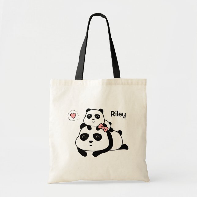 Niedliche Panda-CUB-Liebe-Mama-personalisierte Tragetasche (Vorne)