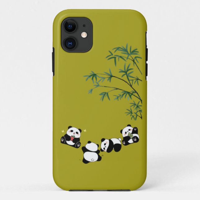 Niedliche Panda-Familie unter Bamboo | Adorable Pa Case-Mate iPhone Hülle (Rückseite)
