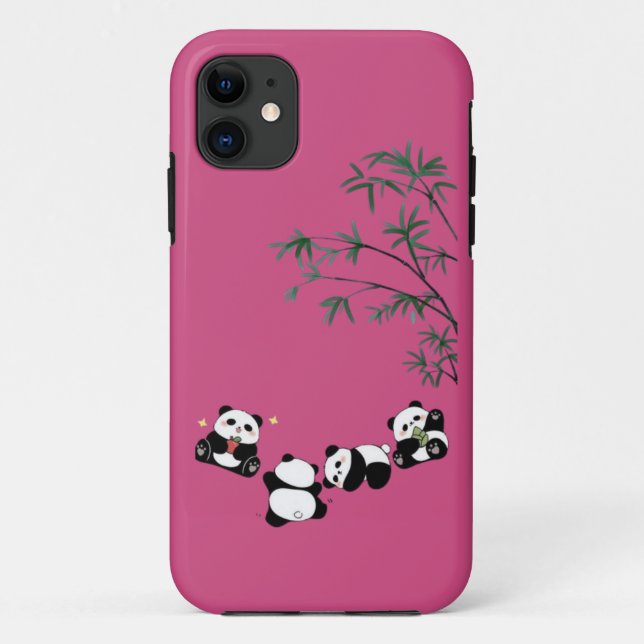 Niedliche Panda-Familie unter Bamboo | Adorable Pa Case-Mate iPhone Hülle (Rückseite)