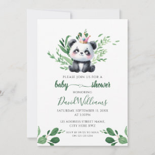 Niedliche Panda Gender Neutral Greenerity Baby Dus Einladung
