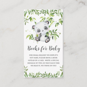 Niedliche Panda Greenery Baby Shower Books for Bab Begleitkarte