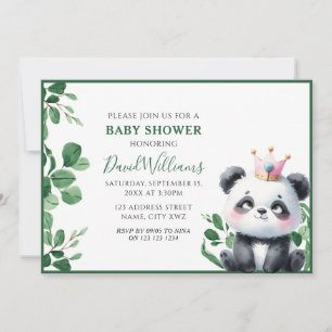 Niedliche Panda Greenery Gender Neutral Baby Dusch Einladung