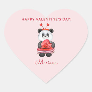 Niedliche Panda Happy Valentines Day Gastgeschenke Herz-Aufkleber