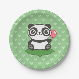 Niedliche Panda-Illustration Pappteller