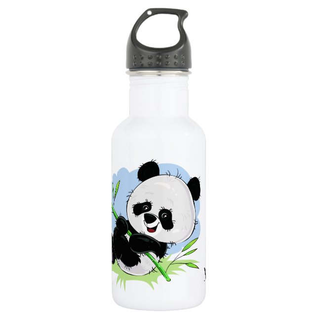 Niedliche Panda individuelle Name Wasserflaschen Edelstahlflasche (Vorderseite)