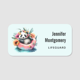 Niedliche Panda-Kälte in einem Innenpool Namensschild