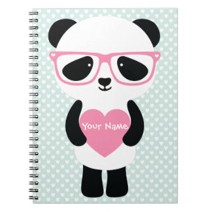 Niedliche Panda Minze/Rosa Notizblock