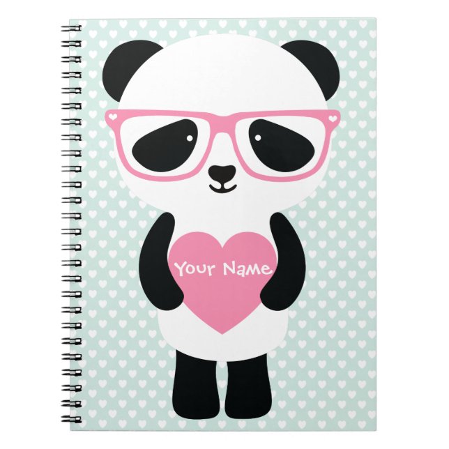 Niedliche Panda Minze/Rosa Notizblock (Vorderseite)